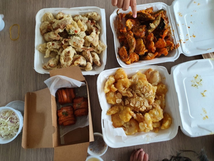  다산동 장가게튀김료리집에서 깐풍 가지튀김, 고기튀김, 허니 갈릭 새우 튀김 배달 시키기