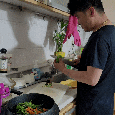  신랑이 만들어준 부추김치 오이소박이