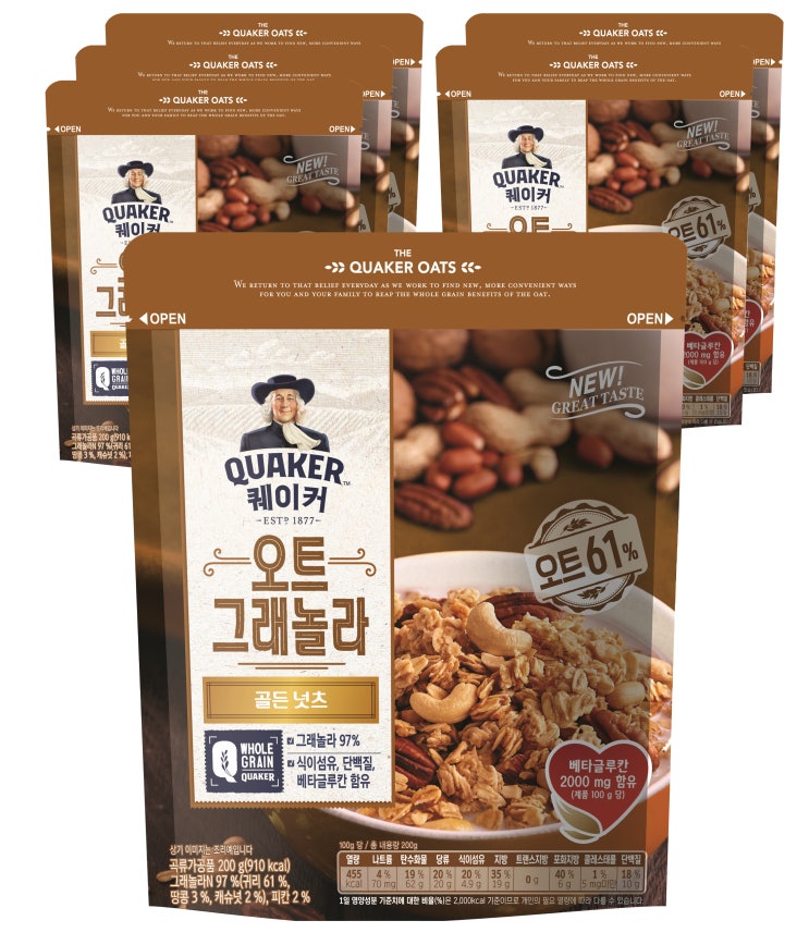 후기가 정말 좋은 롯데제과 퀘이커 오트 그래놀라 시리얼 골든넛츠, 200g, 6개 좋아요 후기가 정말 좋은 롯데제과 퀘이커 오트 그래놀라 시리얼 골든넛츠, 200g, 6개 좋아요
