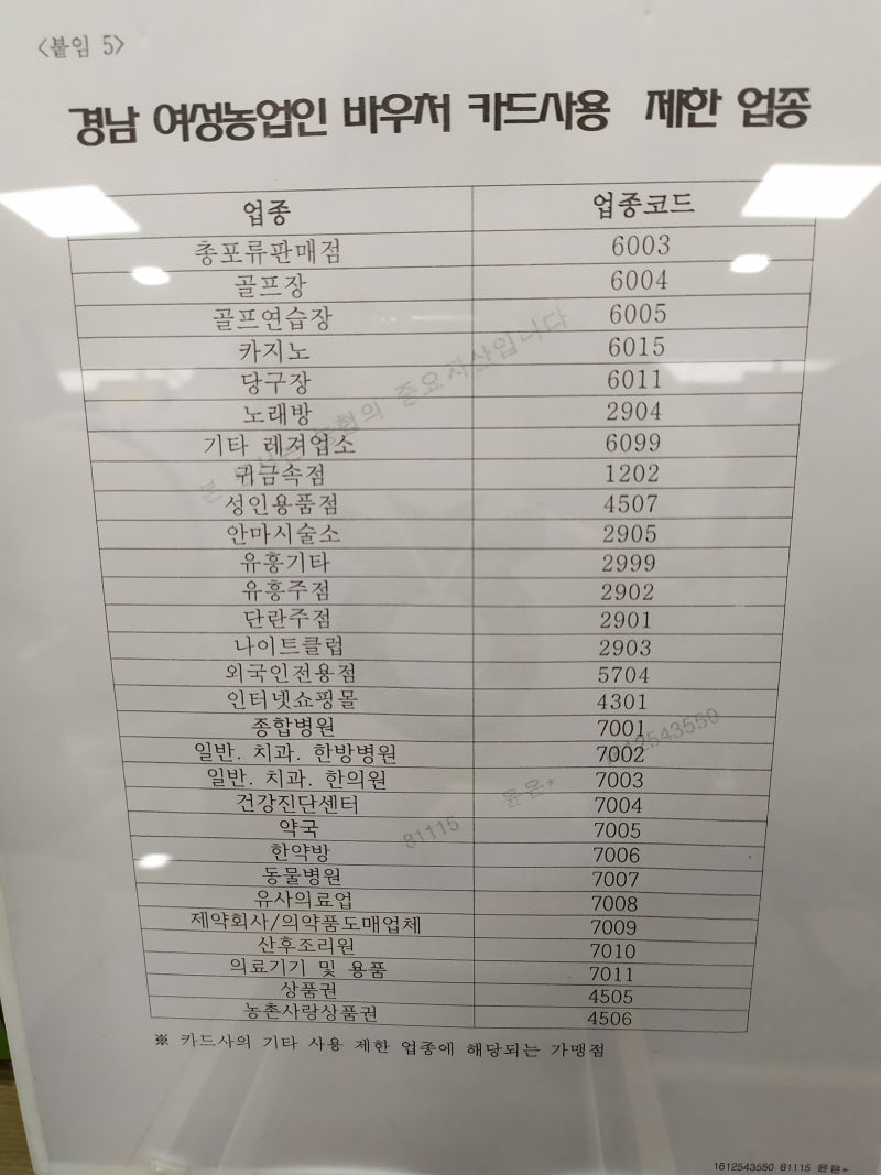 경남 여성농업인 바우처 사용처~