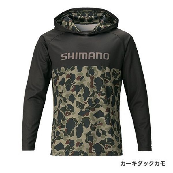 구매평 좋은 시마노 SHIMANO 야외 자외선 차단 후드 스웨터 티셔츠 낚시복 WJ-044T, 카키 위장 ···