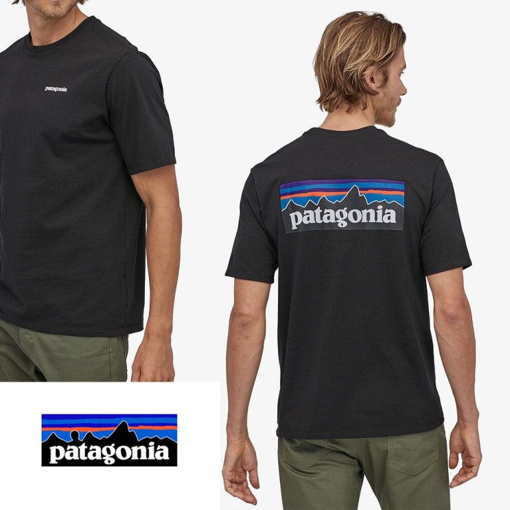 인기 많은 파타고니아 P-6 로고 리버시블 반팔 남자 티셔츠 블랙 추천합니다