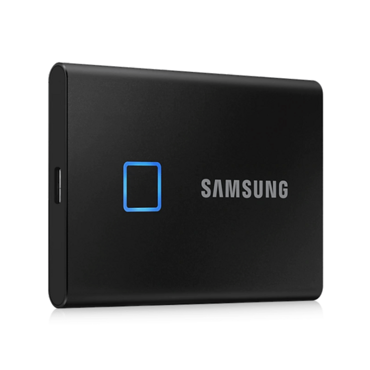 가성비갑 Samsung T7 Touch SSD 2TB 1TB 500GB USB3.2 지문 인식 잠금 해제 Type-C 휴대용 인터페이스 솔리드 스테이트 드라이브 NVMe, 검정 추