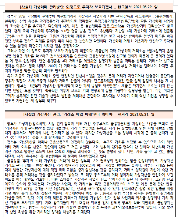  [시사공부] 2021.05.31. 월 / 가상 화폐 관리 방안