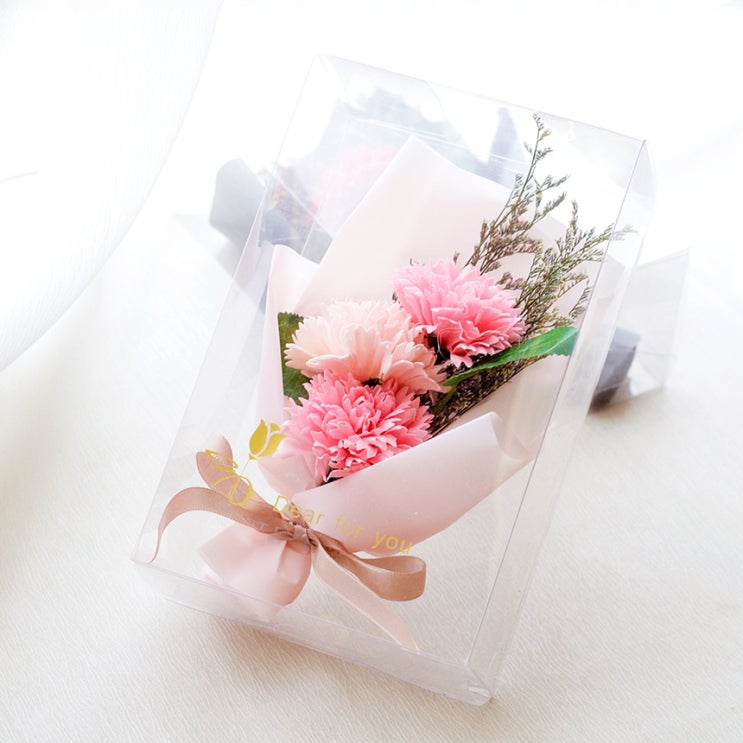 인기 많은 RYMD 조화 3p 카네이션 비누꽃 심플 미니 꽃다발, 핑크 추천해요