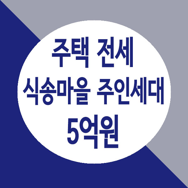  남양주 별내동 식송마을 다가구 주택, 주인세대 4룸 복층 전세 5억원