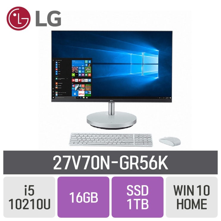 잘팔리는 LG 일체형PC 27V70N-GR56K, RAM 16GB + SSD 1TB ···