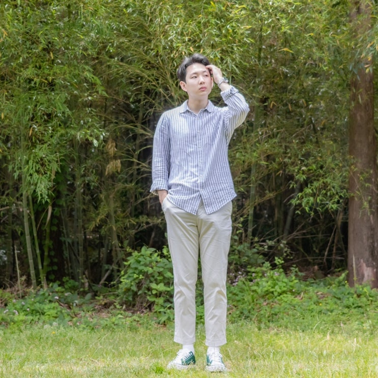 포인트 컬러로 센스 있게! 남자 스트라이프 린넨셔츠 코디 추천 포인트 컬러로 센스 있게! 남자 스트라이프 린넨셔츠 코디 추천