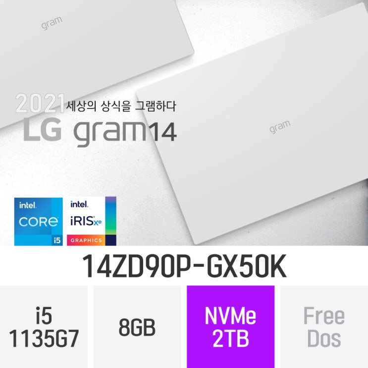 인지도 있는 LG 2021 그램14 14ZD90P-GX50K, 8GB, 2TB, 윈도우 미포함 ···