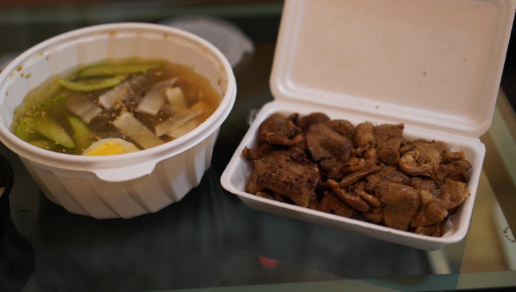  배달음식 리뷰 #충남 #공주  홈런갈비 물냉면 연탄갈비