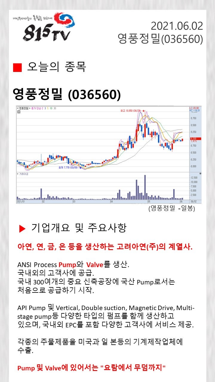 □종목분석 - 영풍정밀(036560) : 네이버 블로그