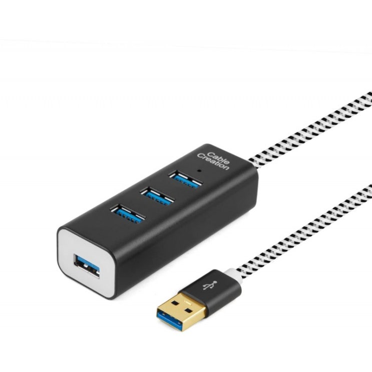 가성비 뛰어난 CableCreation 4 포트 USB 3.0 허브 (4.9 피트 길이 연장 케이블 포함) MacBook Pro iMac PC 노트북 USB 플래시 드라이브, 단일