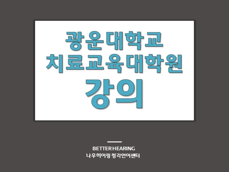 분당 청각재활 언어치료] 광운대학교 치료교육대학원 강의 : 네이버 블로그
