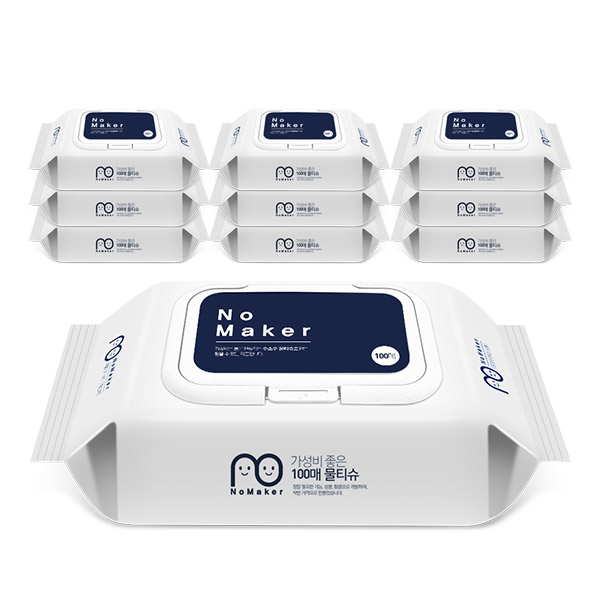 핵가성비 좋은 노메이커 물티슈 캡형, 100매, 10팩 추천합니다