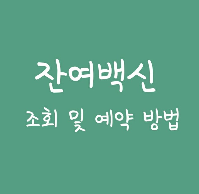 잔여백신 조회 및 예약 방법 잔여백신 조회 및 예약 방법