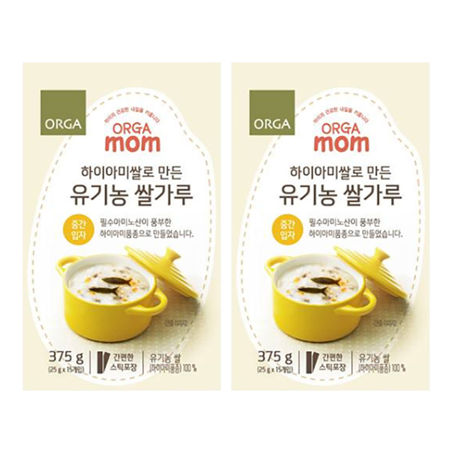 가성비 뛰어난 올가맘 하이아미쌀로 만든 유기농 쌀가루 중간입자 이유식, 2개 ··· 가성비 뛰어난 올가맘 하이아미쌀로 만든 유기농 쌀가루 중간입자 이유식, 2개 ···