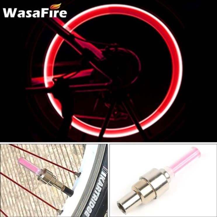 인기 많은 WasaFire 네온 자전거 스포크 라이트 미니 LED 자전거 미등 MTB 휠 타이어 노즐 밸브 캡 램프 사이클링 경고 헤드 리어 라이트, 빨간 추천해요