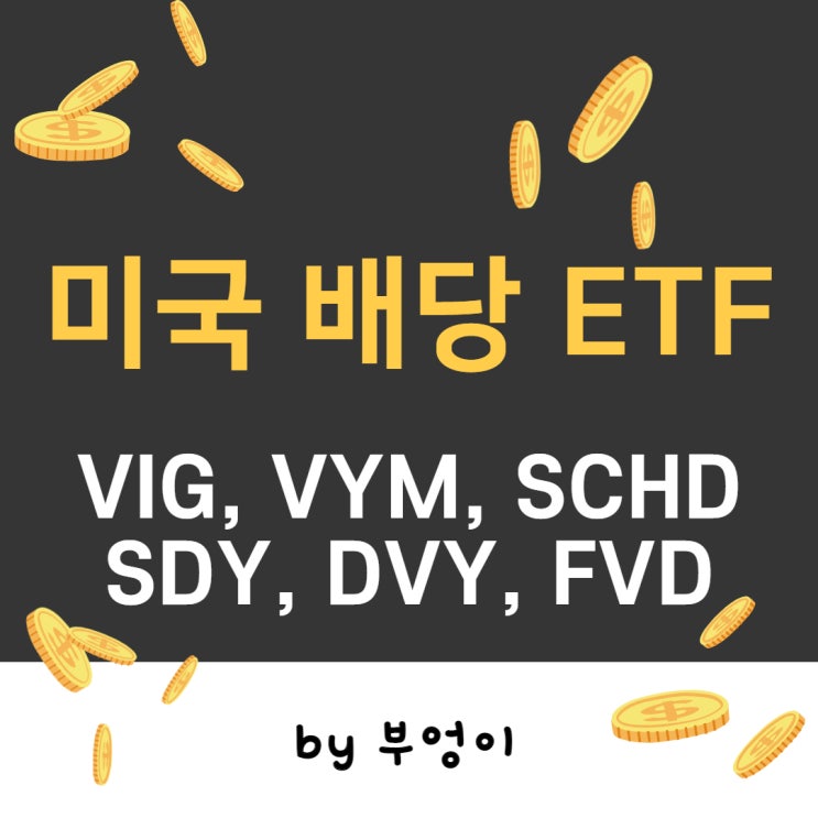 미국 배당 ETF - VIG, VYM, SCHD, SDY, DVY, FVD 미국 배당 ETF - VIG, VYM, SCHD, SDY, DVY, FVD