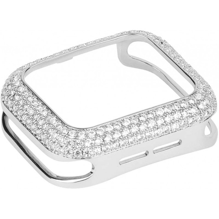 잘나가는 HJINVIGOUR Bling Zircon Crystal 다이아몬드 케이스 베젤 커버 호환 Apple Watch Series 6 5 4 3 2 1 SE (Silver 44