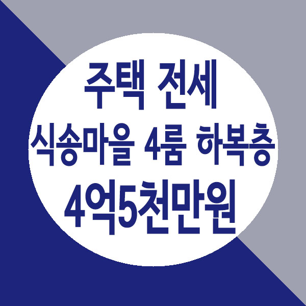  별내 식송마을 채광이 좋은 남서향의 4룸 하복층 전세 4억원