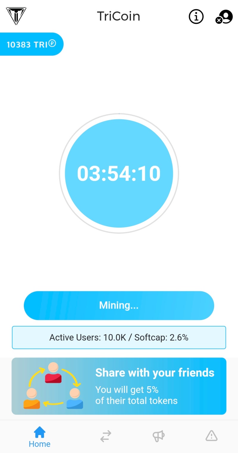 TriCoin 무료 채굴(Free Mining) 앱 가입하기. : 네이버 블로그