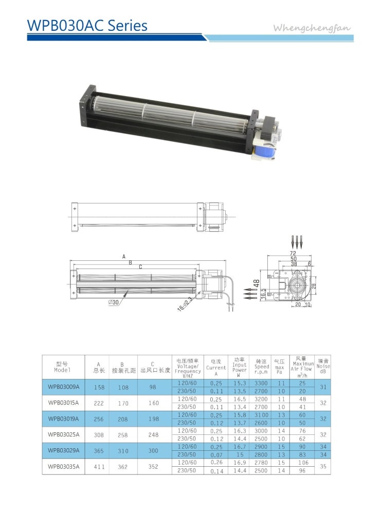  WHC(Wcorssfan) WPB03035A11-3B (AC 115V)