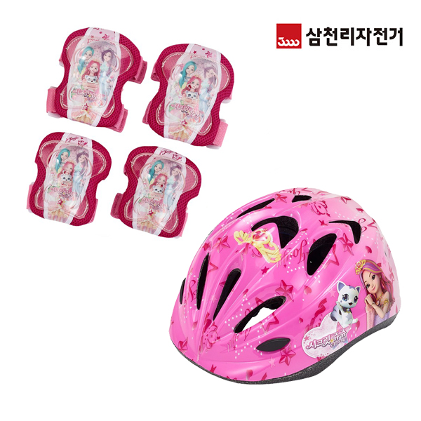 잘팔리는 시크릿쥬쥬 헬멧보호대세트 어린이 자전거 인라인 보드 삼천리, 핑크 좋아요