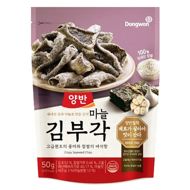 인기 급상승인 동원 양반 마늘 김부각 50g (s), 1봉 추천합니다