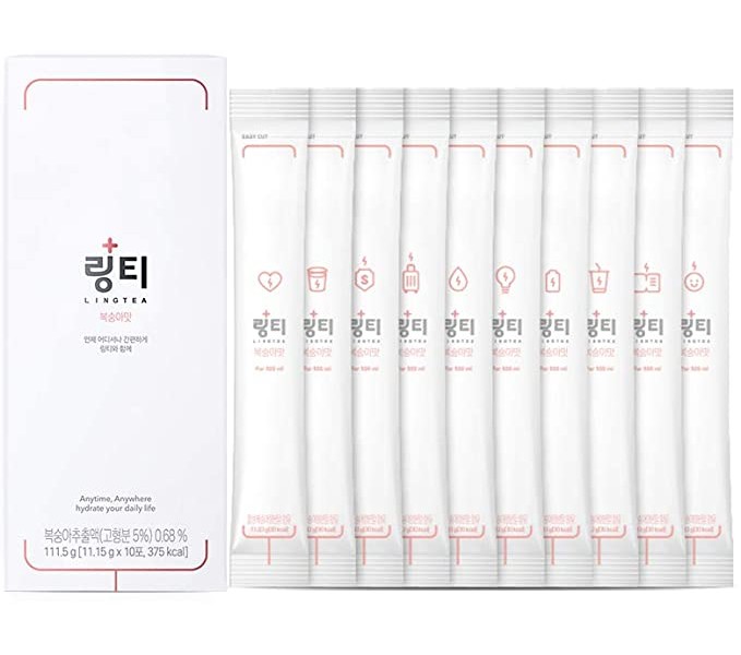 인기 급상승인 링거워터 Lingerwater Lingtea Peach Flavor 링 티 복숭아 맛 10 개입 1 박스 숙취 피로 완화 ···