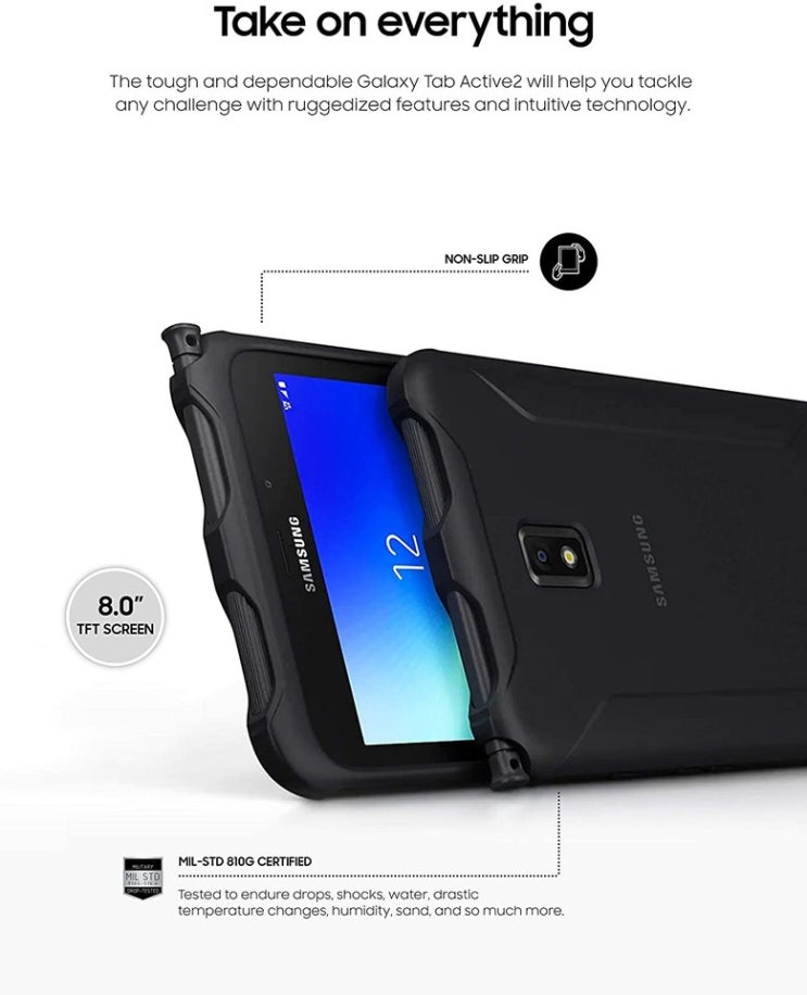 가성비 좋은 (관부가세포함) Samsung Unlocked Galaxy Tab Active2 Water-Resistant 8” Rugged Tablet 32GB & LTE with