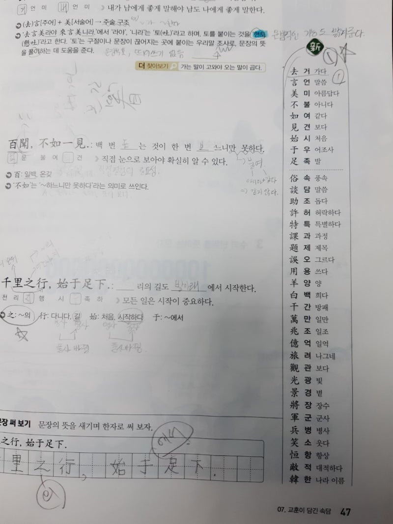 중학교 2학년 1학기 기말고사 한문 / 한문시험공부 : 네이버 블로그, image size:800x1067