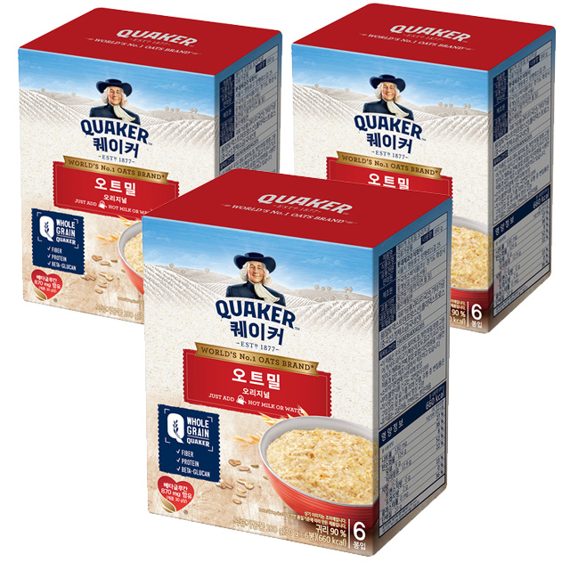 인지도 있는 퀘이커 오트밀 오리지널, 180g, 3개 좋아요 인지도 있는 퀘이커 오트밀 오리지널, 180g, 3개 좋아요