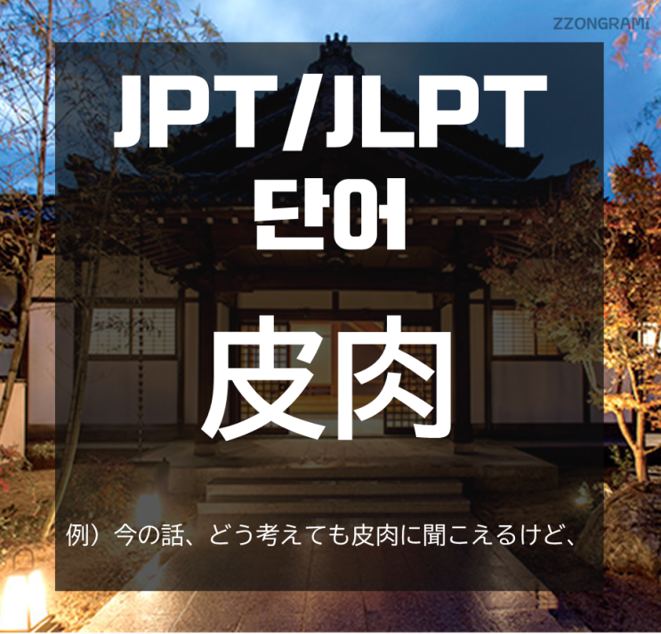 [일본어 공부] JPT/JLPT 단어 : 「皮肉」