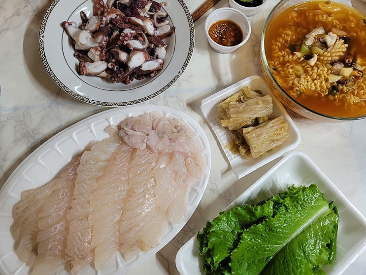  블챌 오늘일기 유성산책 유성횟집 보물섬 광어회와 봉명동횟집 아랑회집 물회