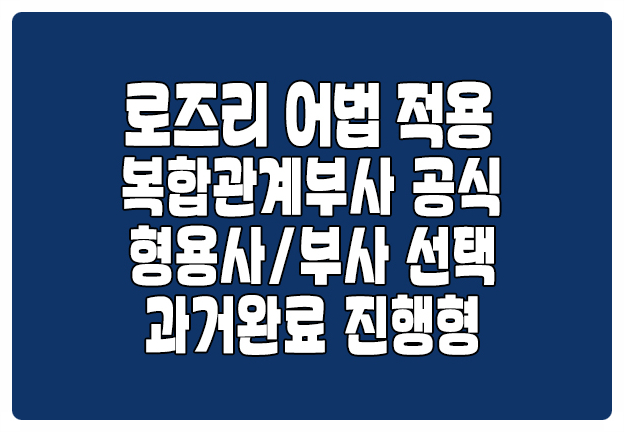 로즈리 어법 적용 복합관계부사 형용사 과거완료 진행형