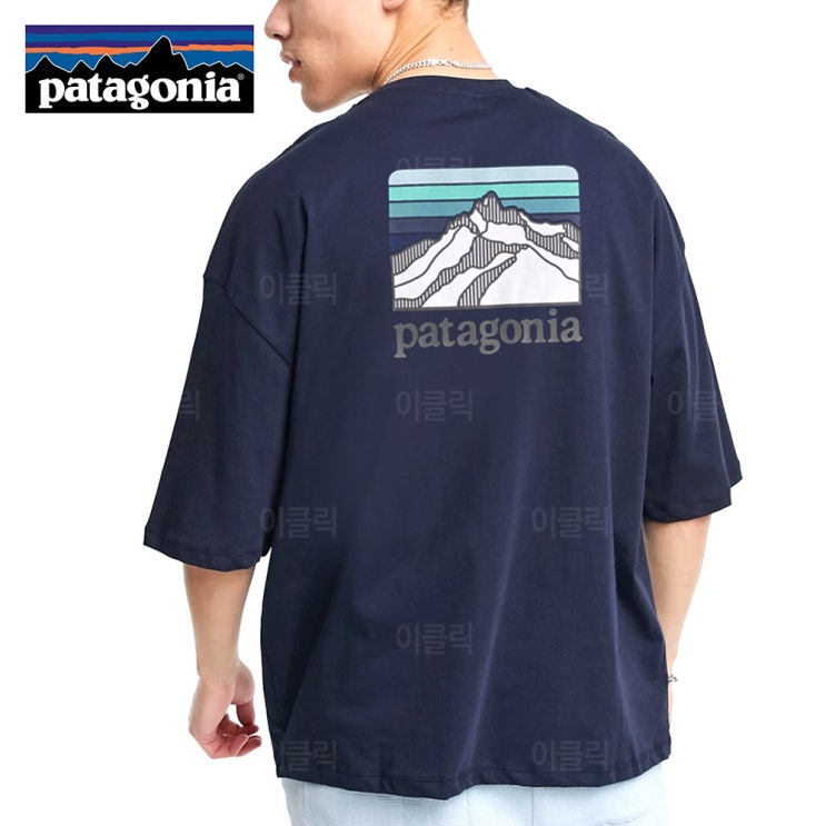 리뷰가 좋은 파타고니아 라인 로고 릿지 포켓 반팔티 네이비 남자 티셔츠 라운드 오버핏 루즈핏 추천해요