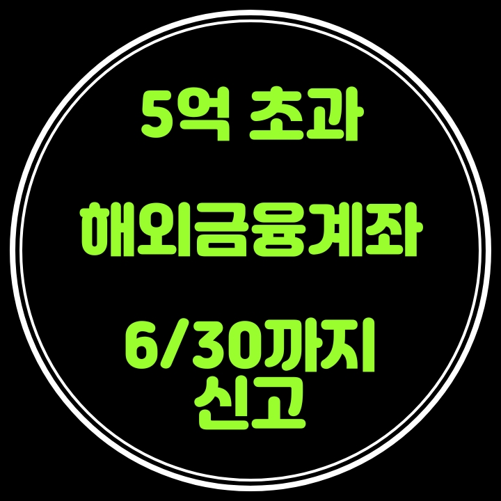  해외금융계좌신고 5억원 초과시 6/30일까지 신고
