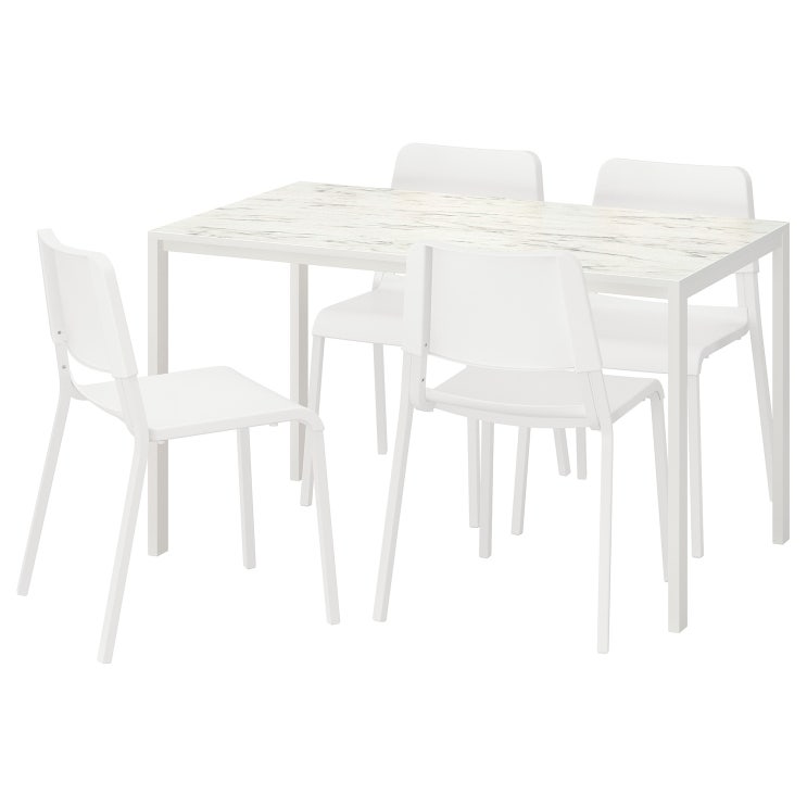 최근 인기있는 테이블+의자4 화이트마블효과 화이트 MELLTORP TEODORES 125x75 cm, 기본 ···