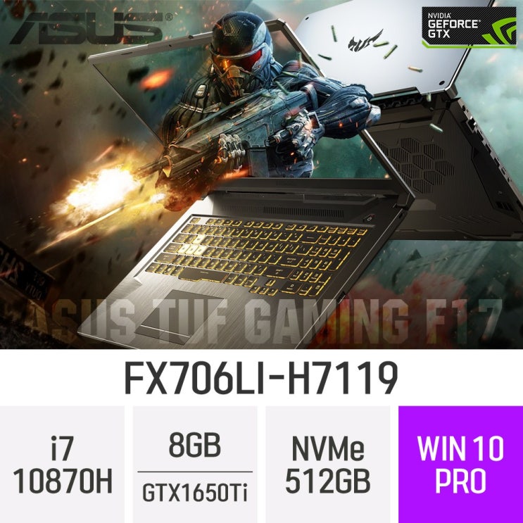 가성비 좋은 ASUS TUF Gaming F17 FX706LI-H7119, 8GB, 512GB, 윈도우 포함 추천해요