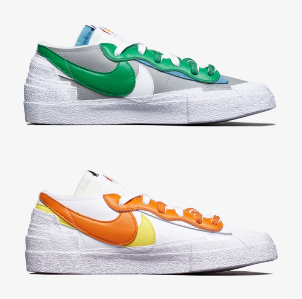  나이키 블레이저 로우 x sacai Classic Green 사카이 클래식 그린 / Magma Orange 마그마 오렌지 발매정보 6월 10일 더 드로우
