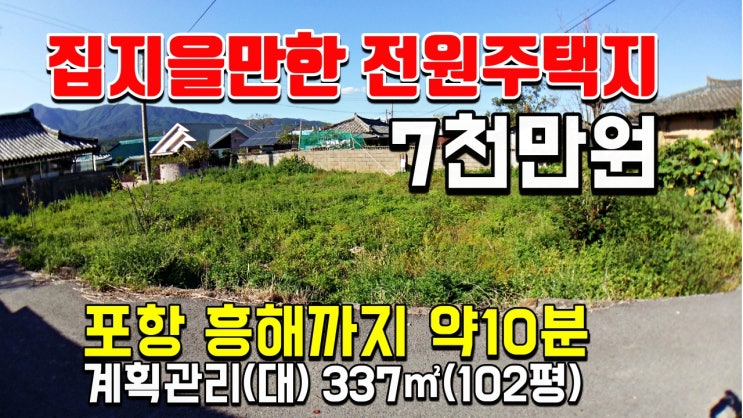 경북포항토지매매-전원주택지로 추천하는 나대지 102평 땅
