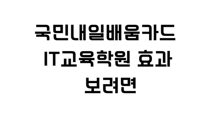  국민내일배움카드 IT교육학원 효과 보려면