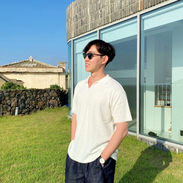  남자 여름 반팔 오픈 니트 카라티 코디 추천