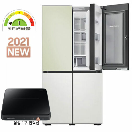 선호도 좋은 삼성 비스포크 냉장고 5도어(코타)RF85A92K1AP+인덕션, 색상:코타화이트 ···