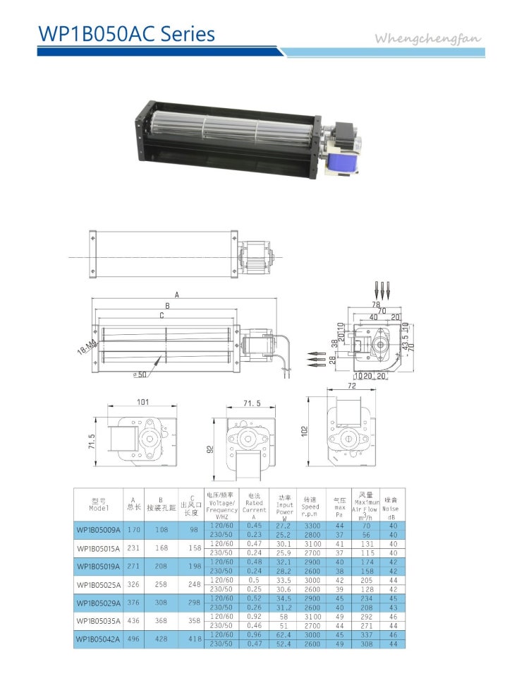 WHC(Wcorssfan) WP1B05042A11-3B (AC 115V)