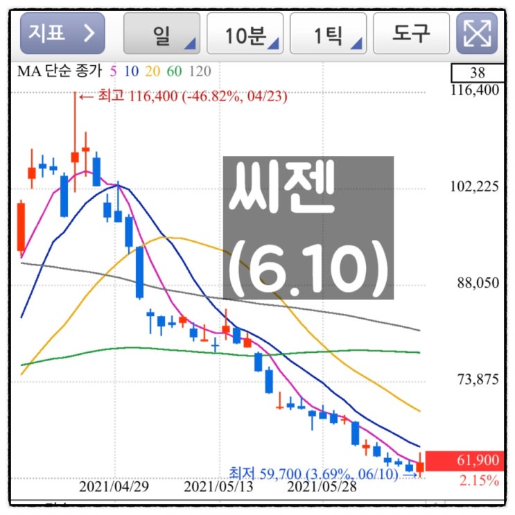  [미자의 주식일기] 씨젠(6.10)