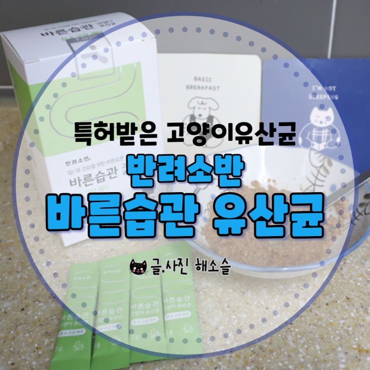  고양이 유산균, 특허받은 반려소반 바른습관 유산균으로 장과 구강케어 함께해 주세요