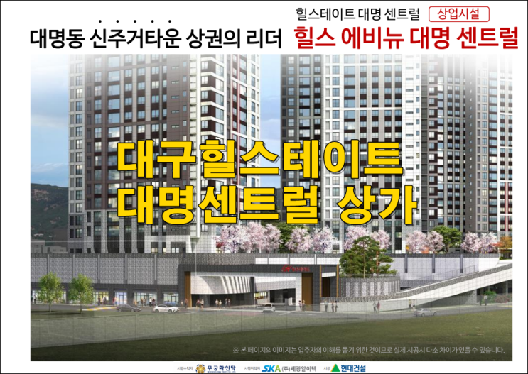  힐스테이트 대명 센트럴 단지 내 상가 분양정보