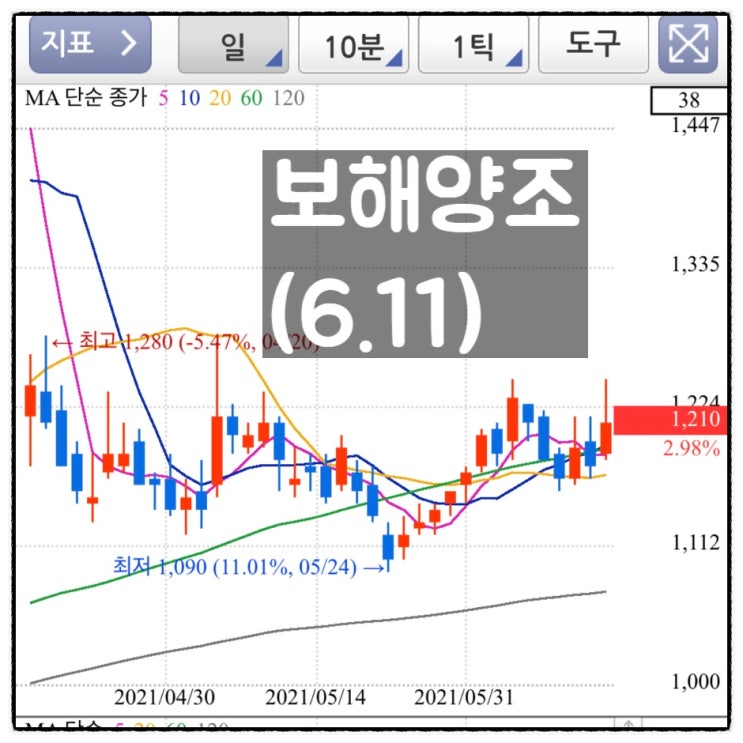  [미자의 주식일기] 보해양조(6.11)