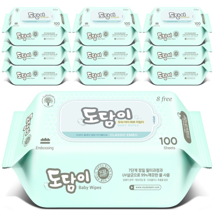 인기있는 도담이 클래식 엠보 유아물티슈 리필형, 100매, 10팩 좋아요 인기있는 도담이 클래식 엠보 유아물티슈 리필형, 100매, 10팩 좋아요